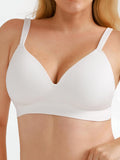 Popilush® White / S Seamless Wireless Adjustable Wide-Strap T-Shirt Bra