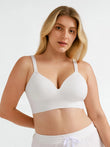 Popilush® White / S Seamless Wireless Adjustable Wide-Strap T-Shirt Bra