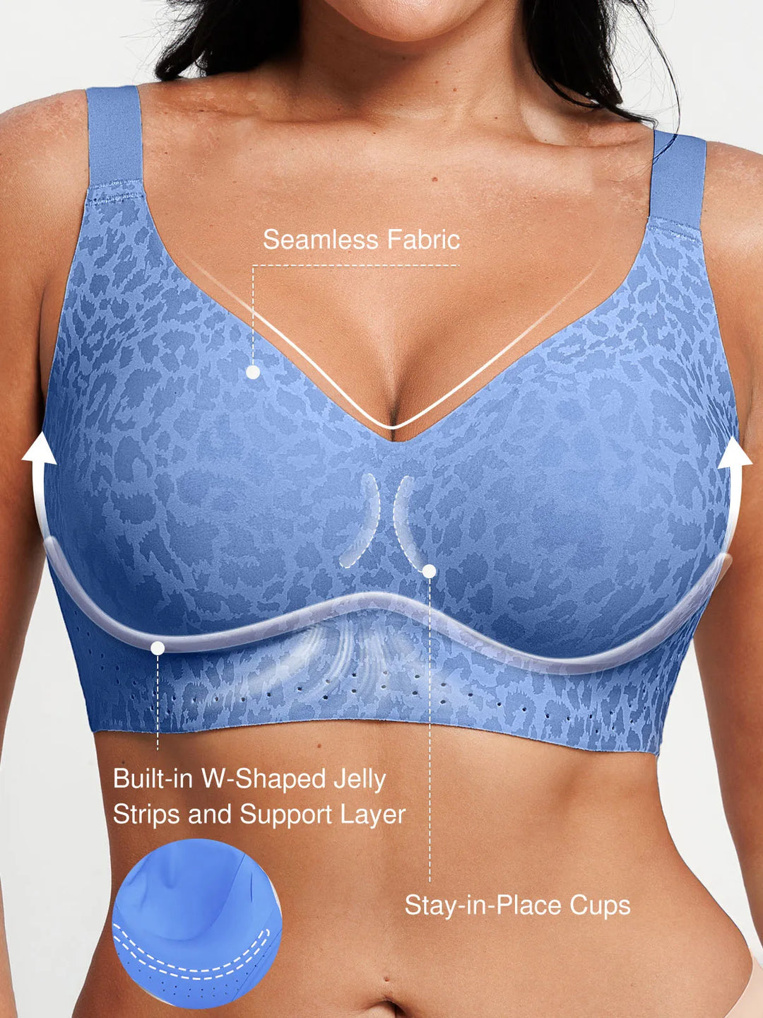 Popilush® Seamless Wireless Comfort Jelly Strip Support Bra