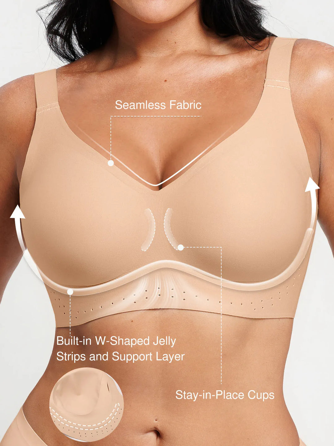 Popilush® Seamless Wireless Comfort Jelly Strip Support Bra