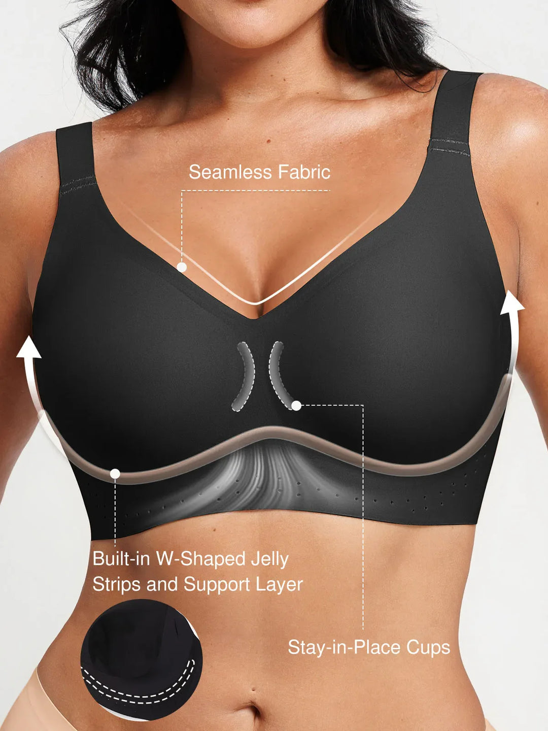 Popilush® Seamless Wireless Comfort Jelly Strip Support Bra