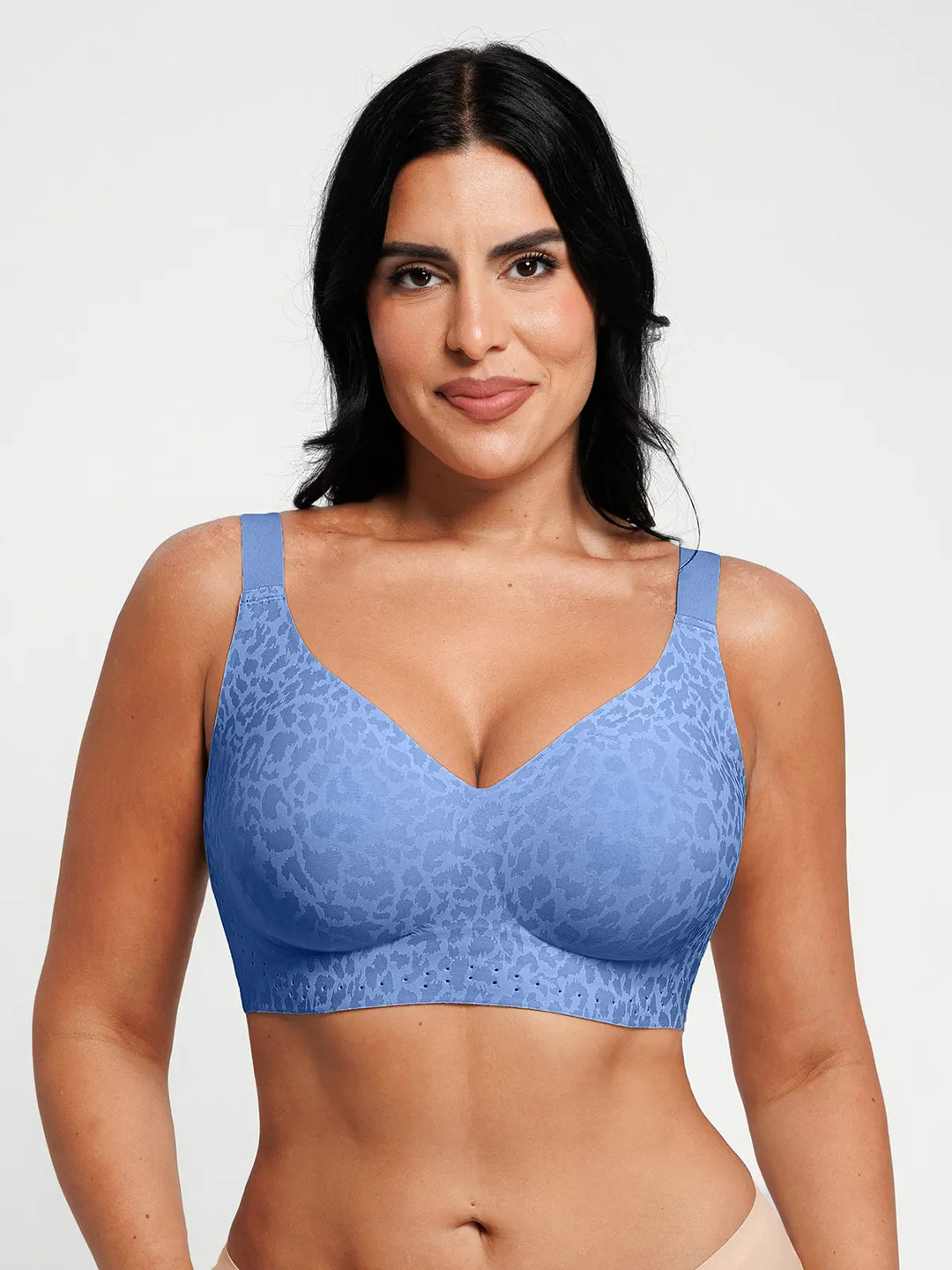 Popilush® Blue Leopard Print / XS Seamless Wireless Comfort Jelly Strip Support Bra