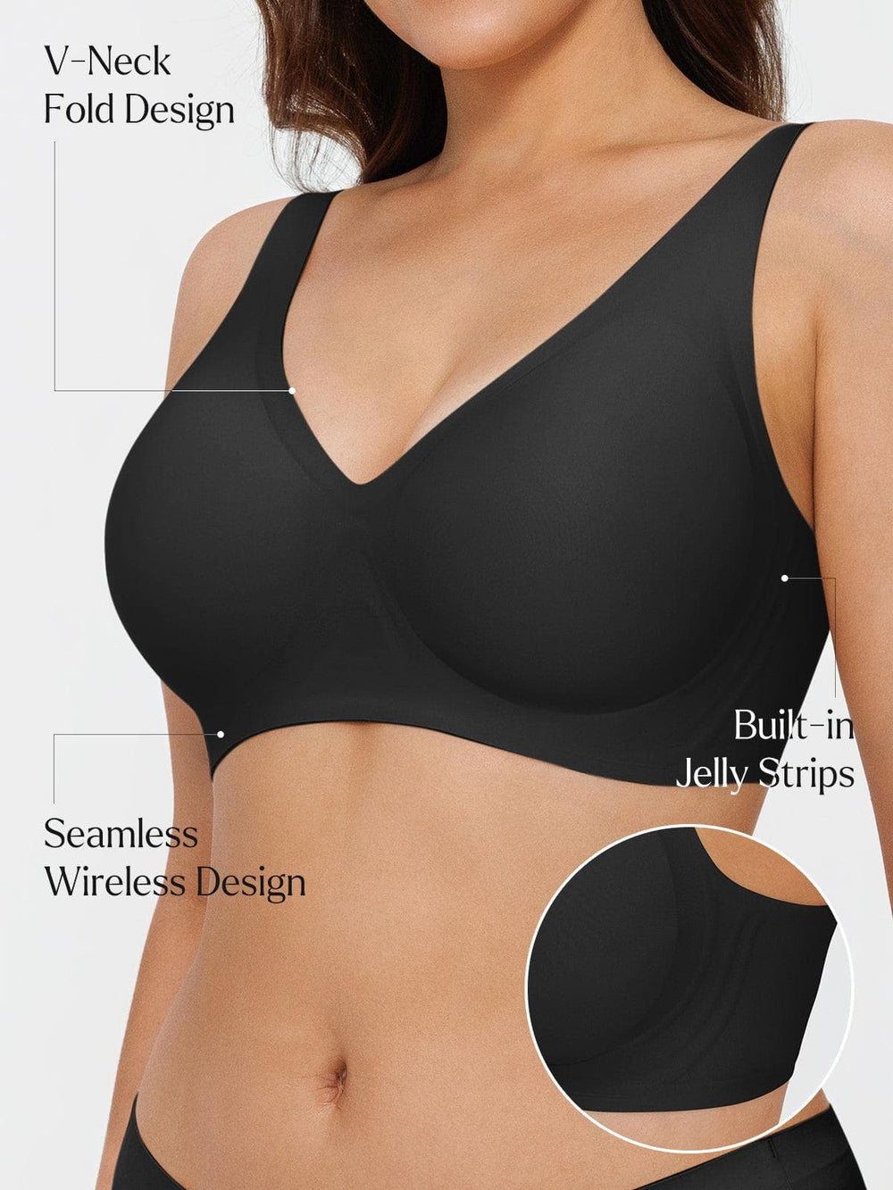 Popilush® Seamless Wireless Jelly Comfort Plunge Bra