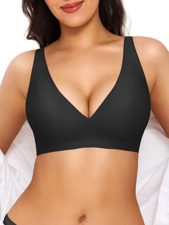 Popilush® Black / S Seamless Wireless Jelly Comfort Plunge Bra