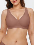 Popilush® Brown / S Seamless Wireless Jelly Comfort Plunge Bra