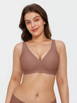 Popilush® Brown / S Seamless Wireless Jelly Comfort Plunge Bra