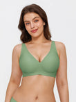 Popilush® Green / S Seamless Wireless Jelly Comfort Plunge Bra