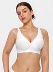 Popilush® White / S Seamless Wireless Jelly Comfort Plunge Bra