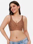 Popilush® Brown Leopard Print / S Seamless Wireless Jelly Contour Support Bra
