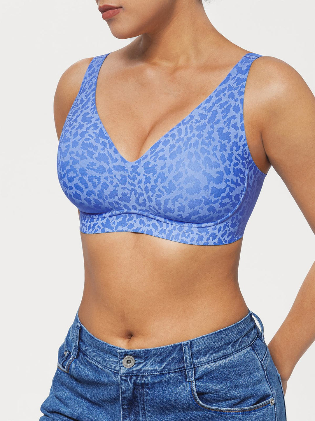 Popilush® Seamless Wireless Jelly Leopard Contour Minimizer Support Bra