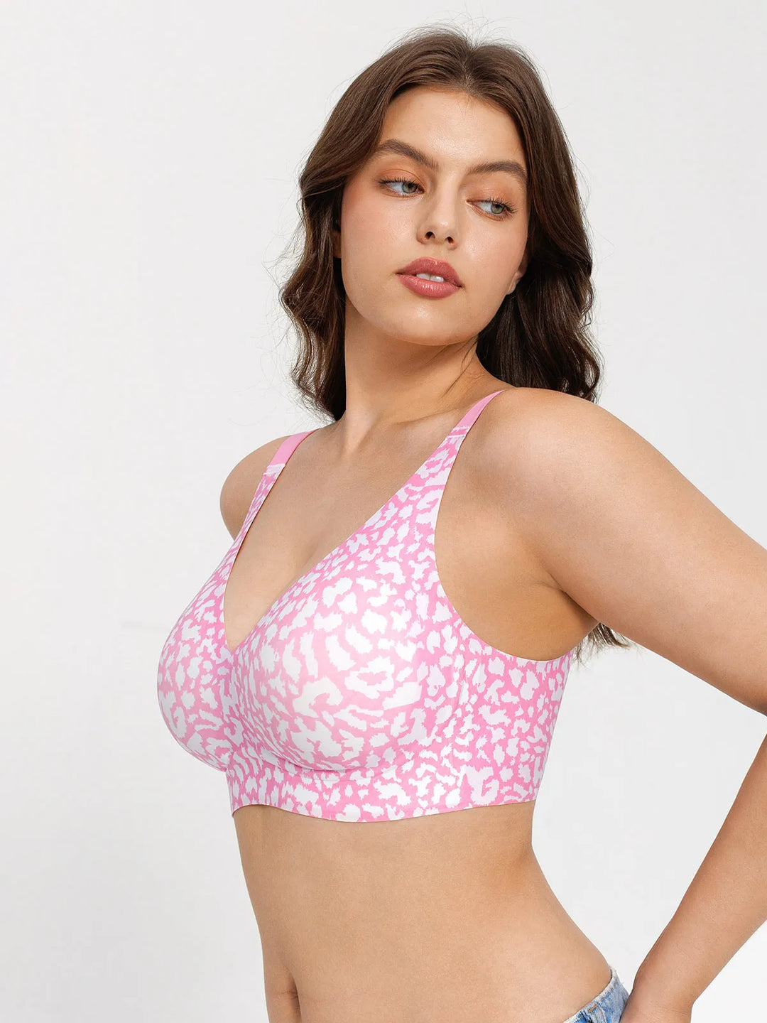 Popilush® Seamless Wireless Jelly Leopard Contour Minimizer Support Bra