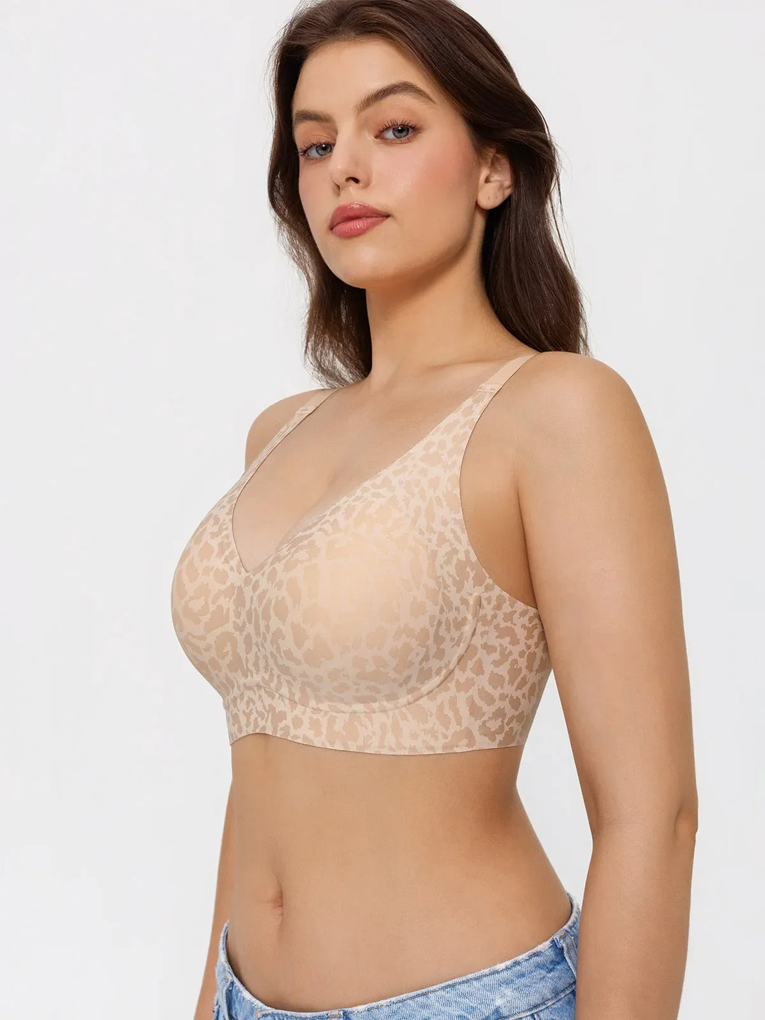 Popilush® Seamless Wireless Jelly Leopard Contour Minimizer Support Bra