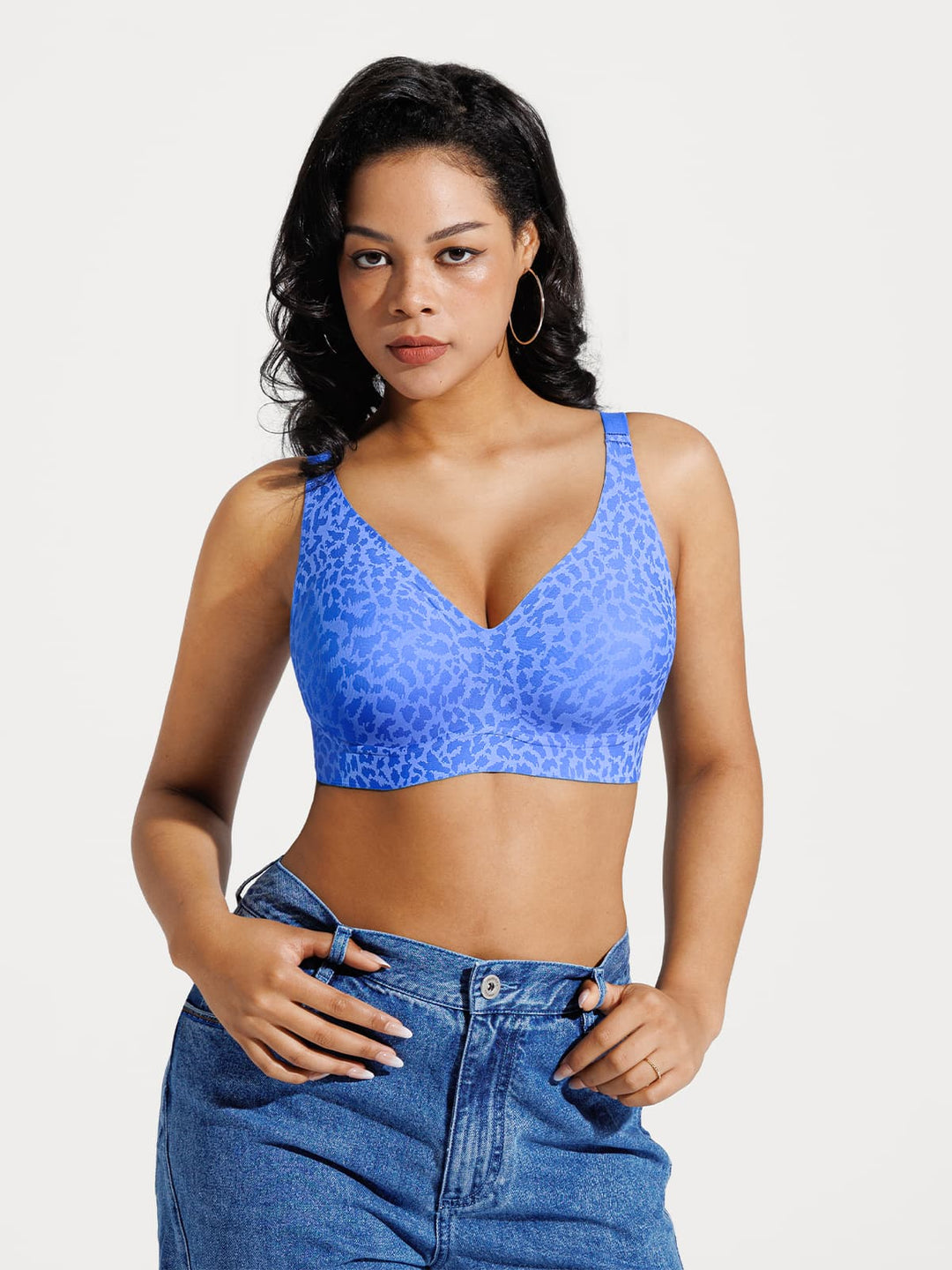 Popilush® Seamless Wireless Jelly Leopard Contour Minimizer Support Bra
