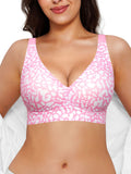 Popilush® Pink / S Seamless Wireless Jelly Leopard Contour Minimizer Support Bra