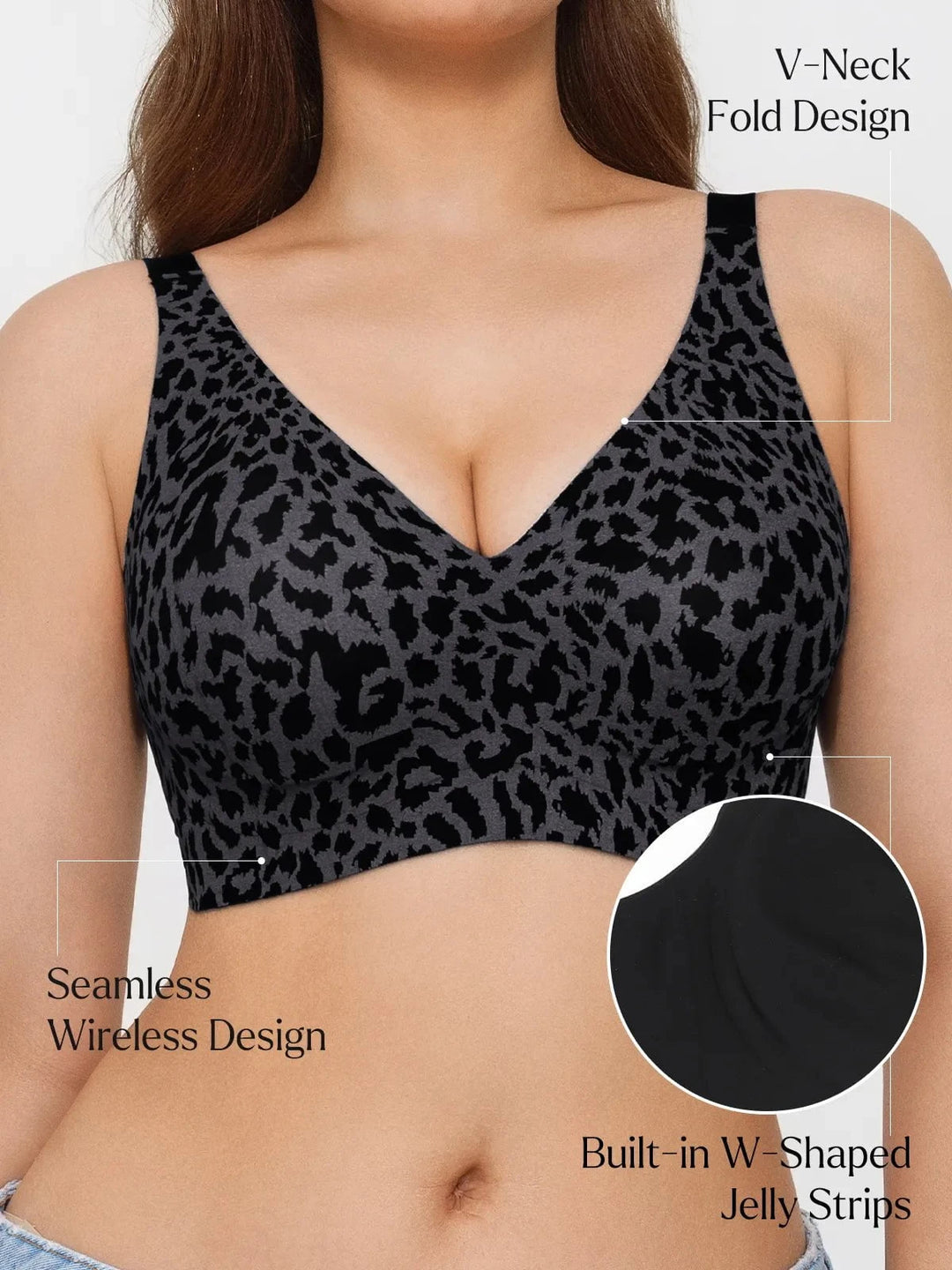 Popilush® Seamless Wireless Jelly Leopard Contour Support Bra