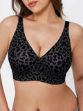 Popilush® Black / S Seamless Wireless Leopard Contour Support Bra