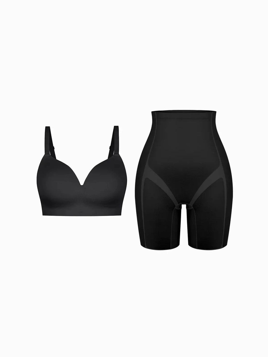 Popilush® Shapewear Bra Set / Black / S Seamless Wireless Push-Up V-Neck Bra Butt-Lifting Shorts Set