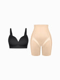 Popilush® Shapewear Bra Set / Black/Skin / S Seamless Wireless Push-Up V-Neck Bra Butt-Lifting Shorts Set