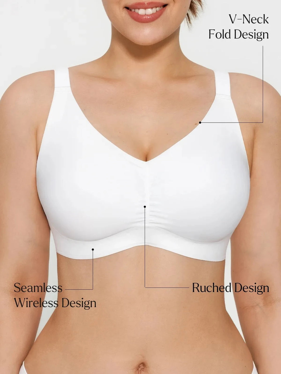 Popilush® Seamless Wireless Ruched Comfort Bra