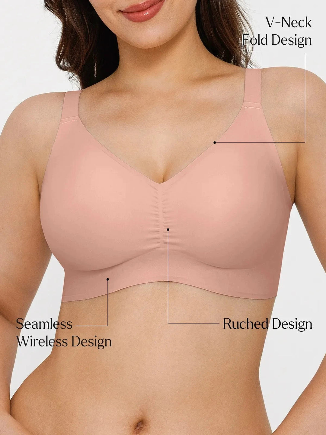 Popilush® Seamless Wireless Ruched Comfort Bra