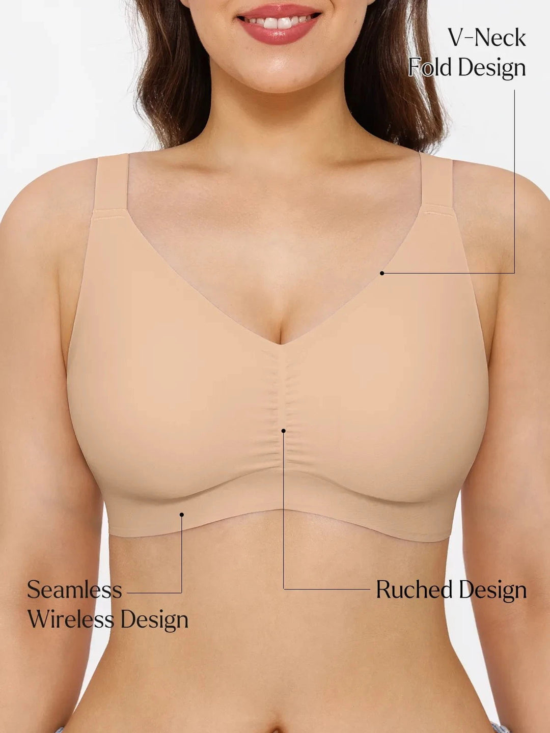 Popilush® Seamless Wireless Ruched Comfort Bra