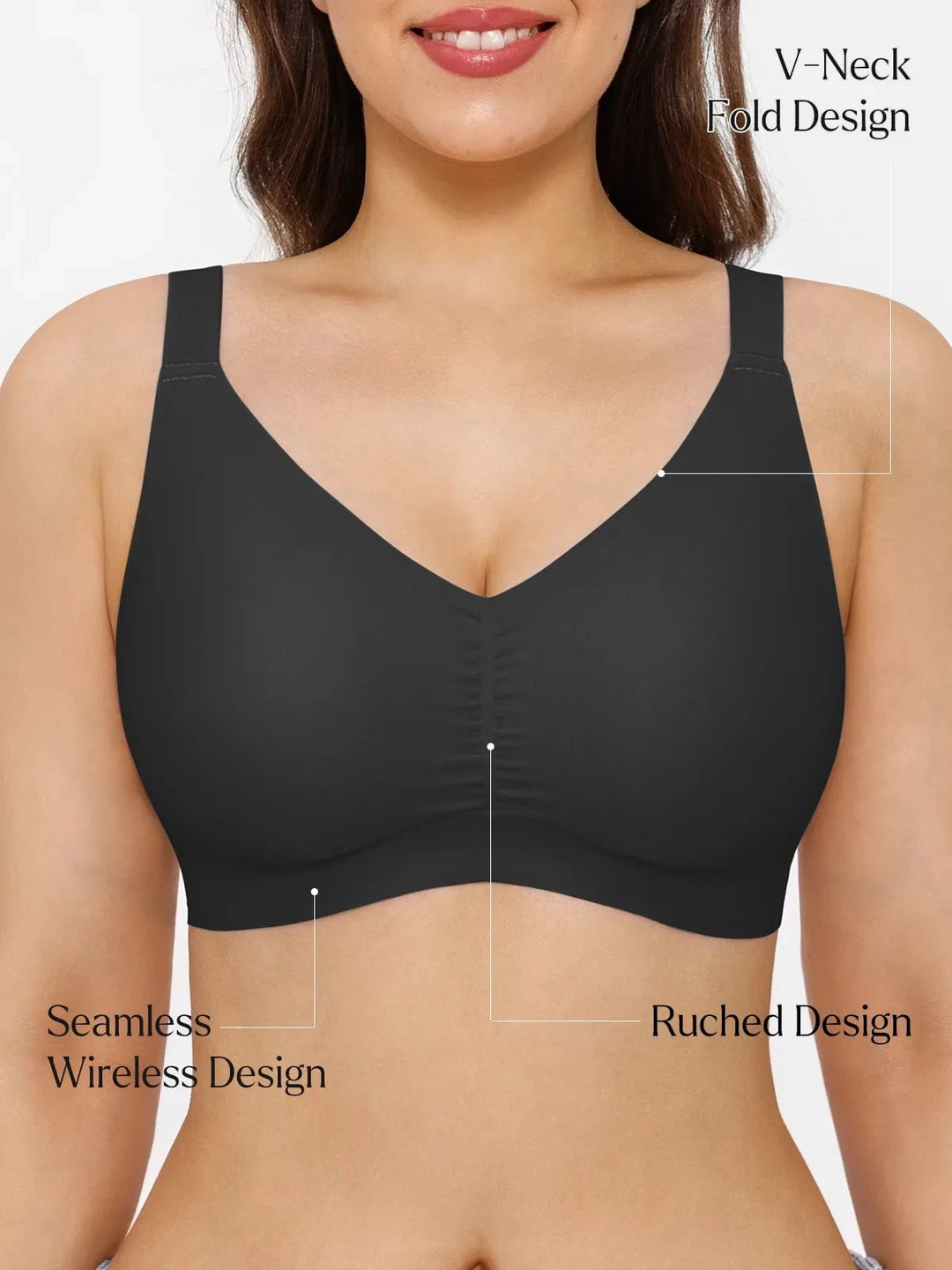 Popilush® Seamless Wireless Ruched Comfort Bra