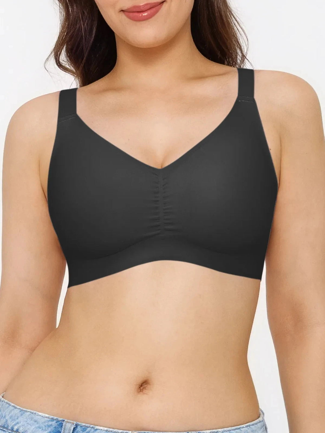 Popilush® Black / S Seamless Wireless Ruched Comfort Bra