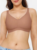 Popilush® Brown / S Seamless Wireless Ruched Comfort Bra