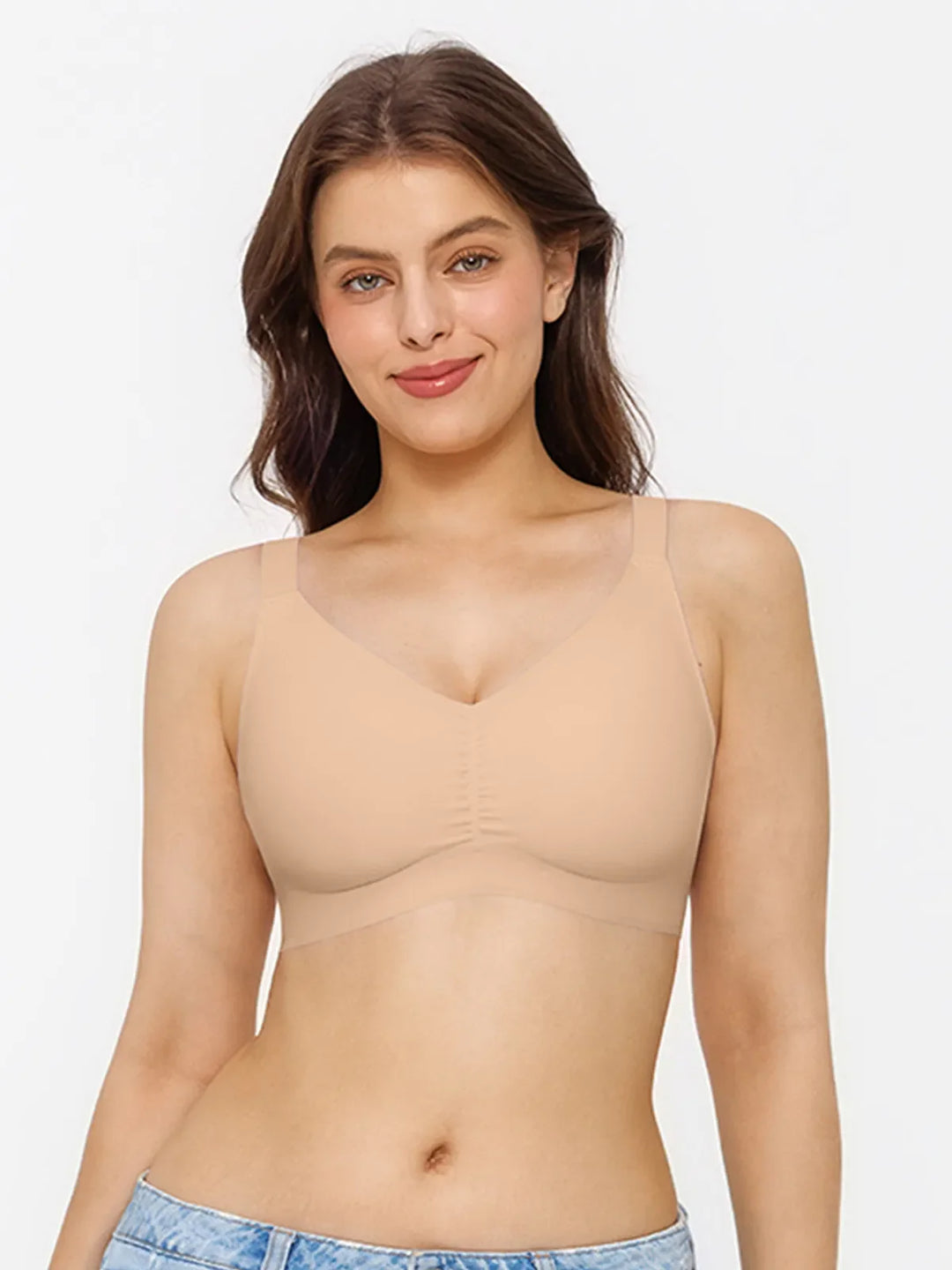 Popilush® Seamless Wireless Ruched Comfort Minimizer Bra