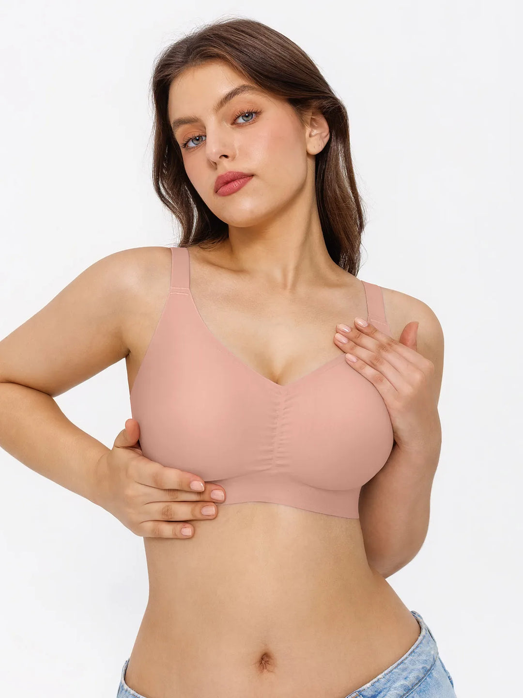 Popilush® Seamless Wireless Ruched Comfort Minimizer Bra