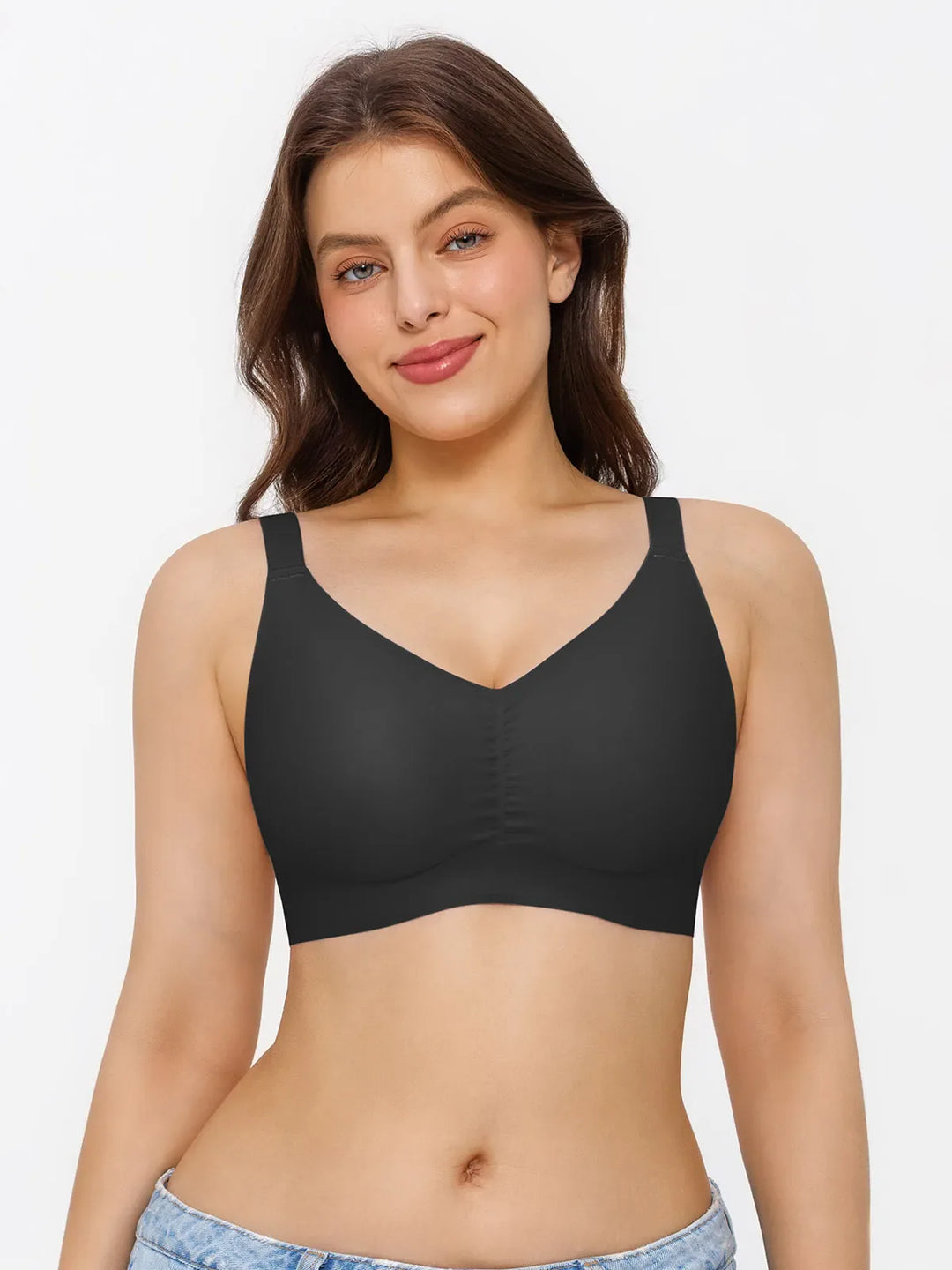 Popilush® Seamless Wireless Ruched Comfort Minimizer Bra