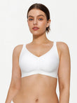 Popilush® White / S Seamless Wireless Ruched Comfort Minimizer Bra