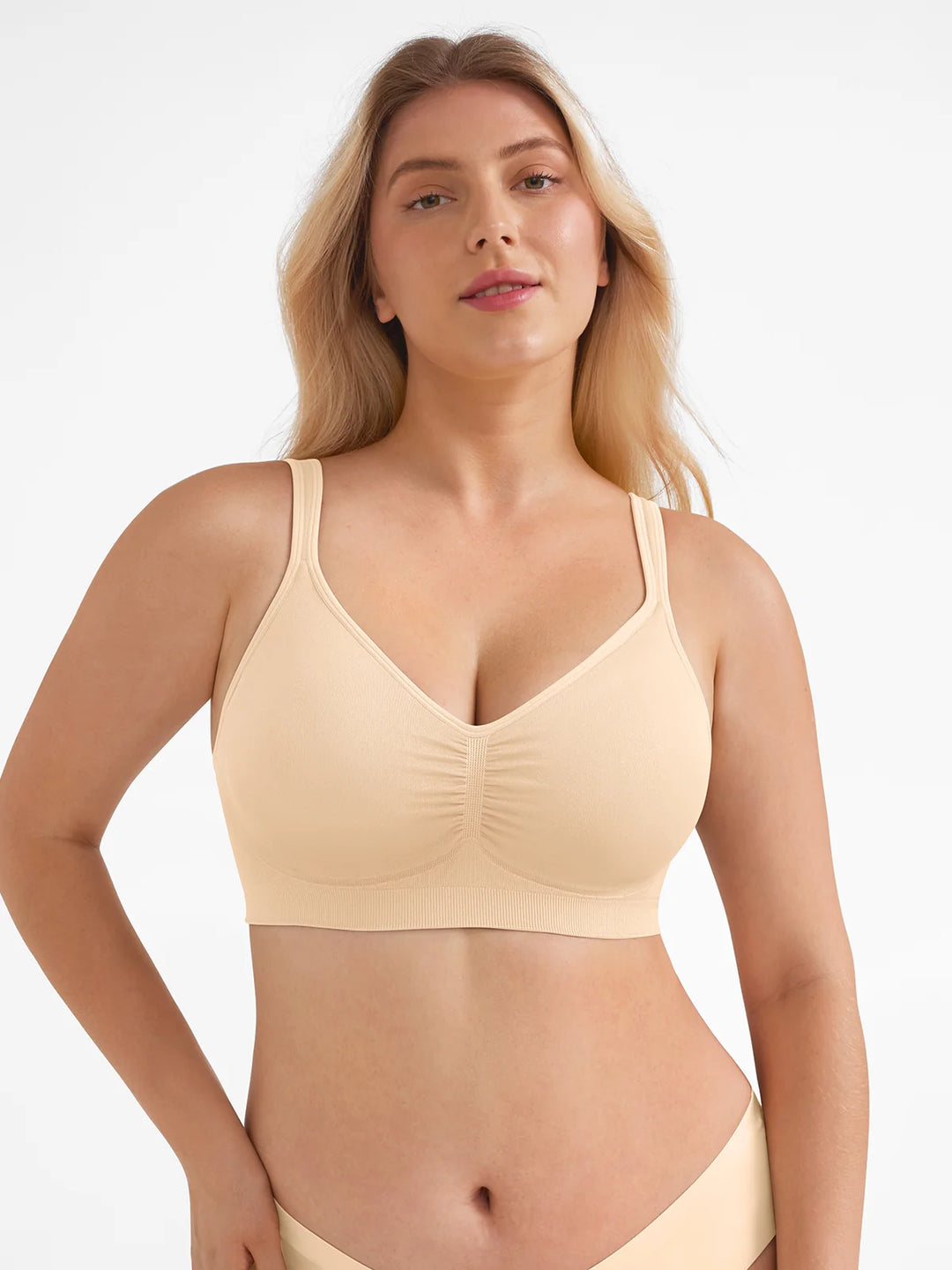 Popilush® Beige / S Seamless Wireless Wide-Strap Everyday Bra
