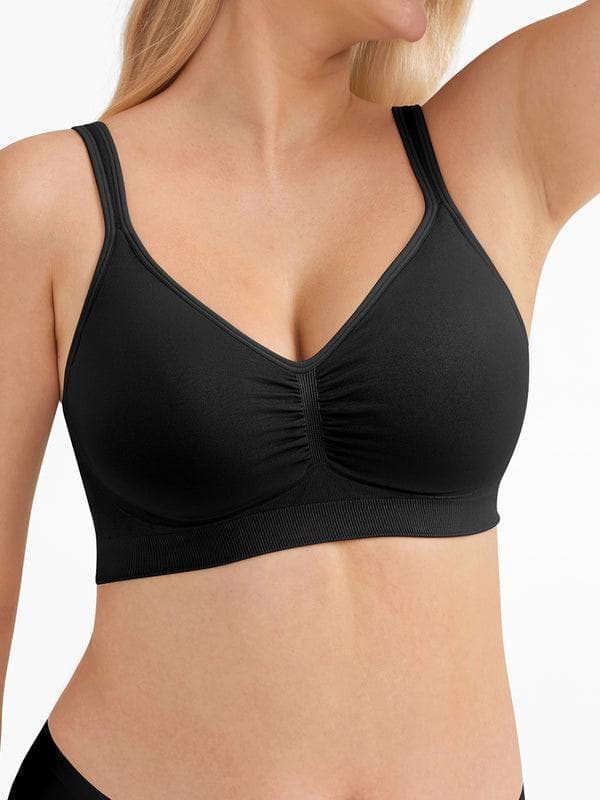 Popilush® Black / S Seamless Wireless Wide-Strap Everyday Bra