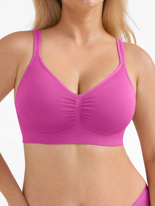 Popilush® Pink / S Seamless Wireless Wide-Strap Everyday Bra