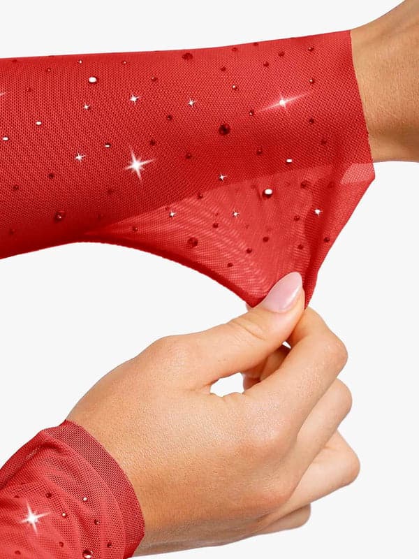 Popilush® Sequin Cowl Neck Chain Detail Sculpting Bodysuit