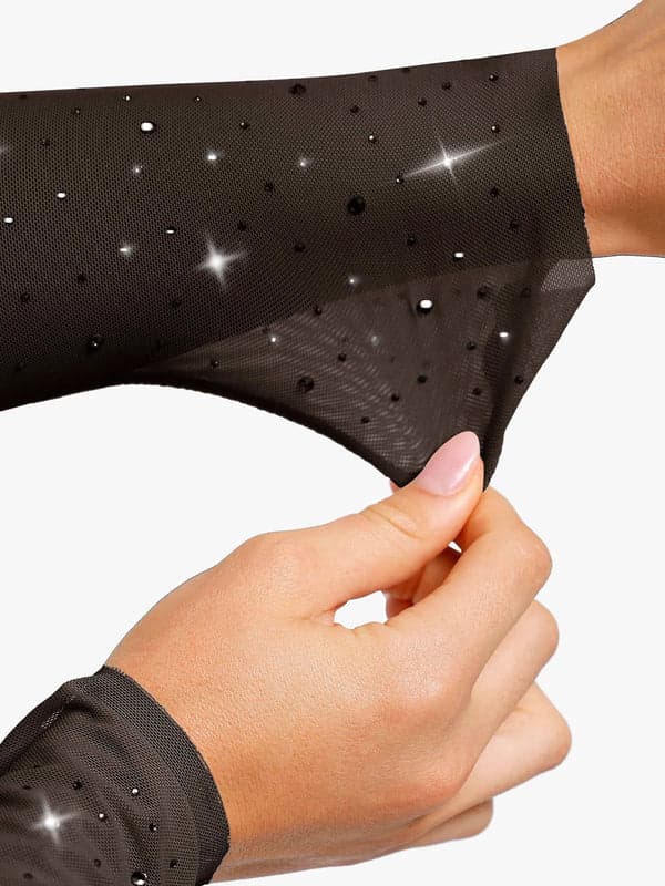 Popilush® Sequin Cowl Neck Chain Detail Sculpting Bodysuit