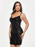 Popilush® Sequin Cowl Neck Sculpting Mini Dress