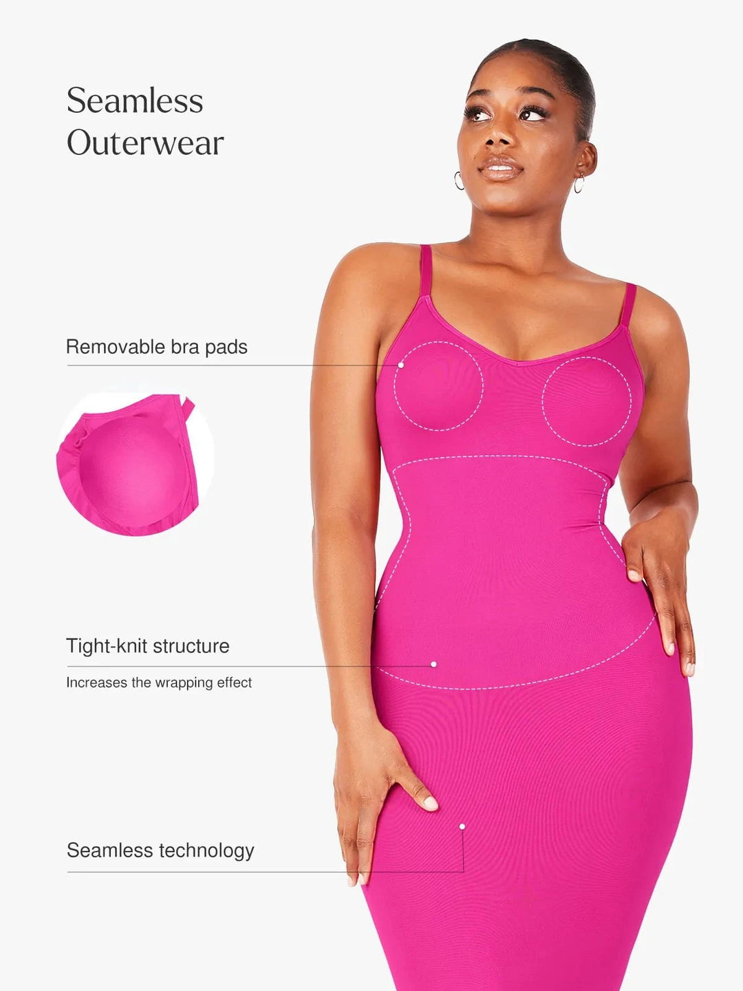 Popilush® Shaper Eco-Friendly Spaghetti Strap V-Neck Seamless Dress