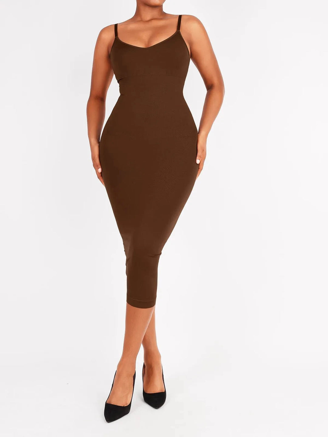 Popilush® Shaper Eco-Friendly Spaghetti Strap V-Neck Seamless Dress