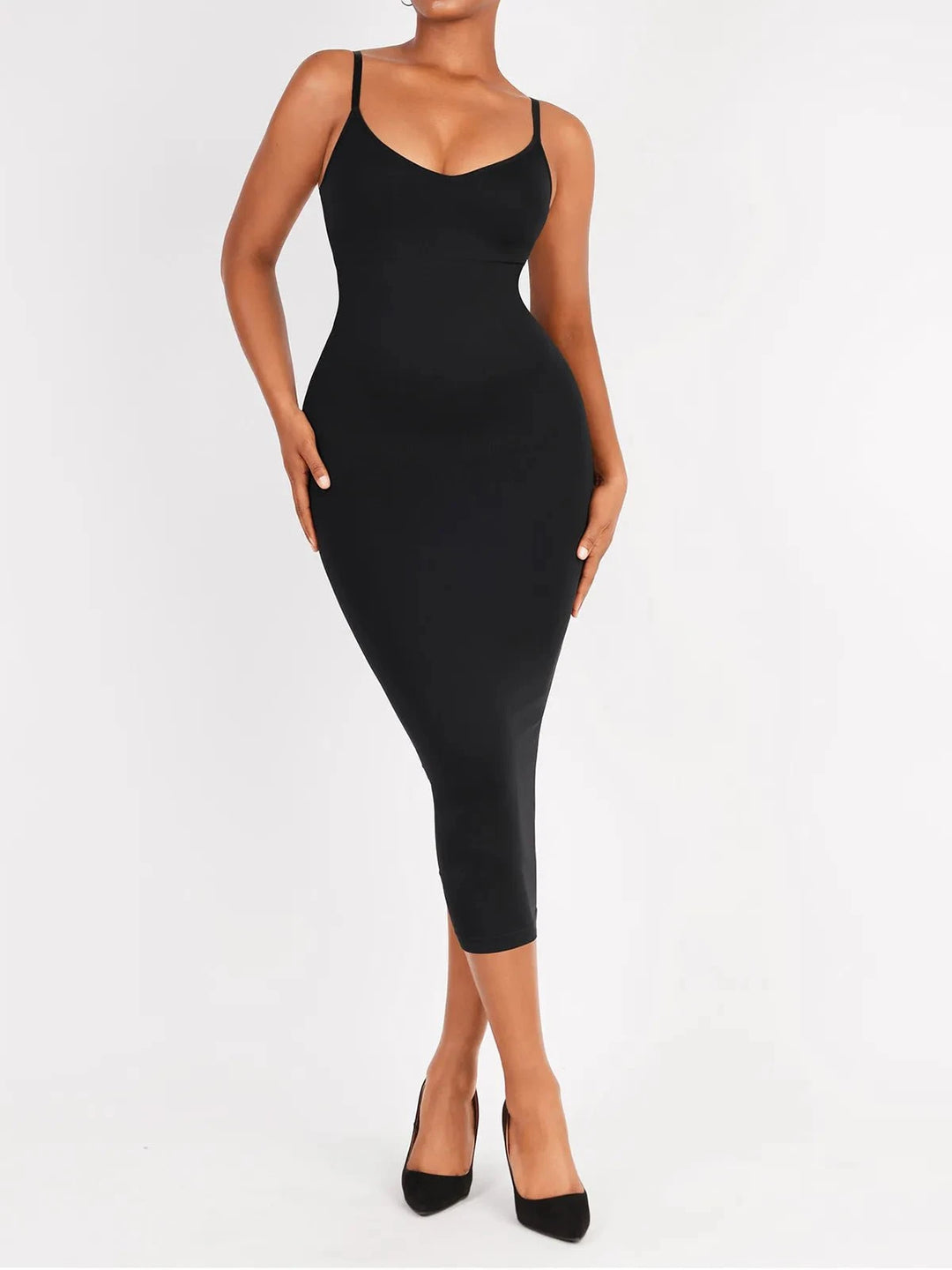 Popilush® Black / XS/S Shaper Eco-Friendly Spaghetti Strap V-Neck Seamless Dress