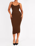 Popilush® Brown / XS/S Shaper Eco-Friendly Spaghetti Strap V-Neck Seamless Dress