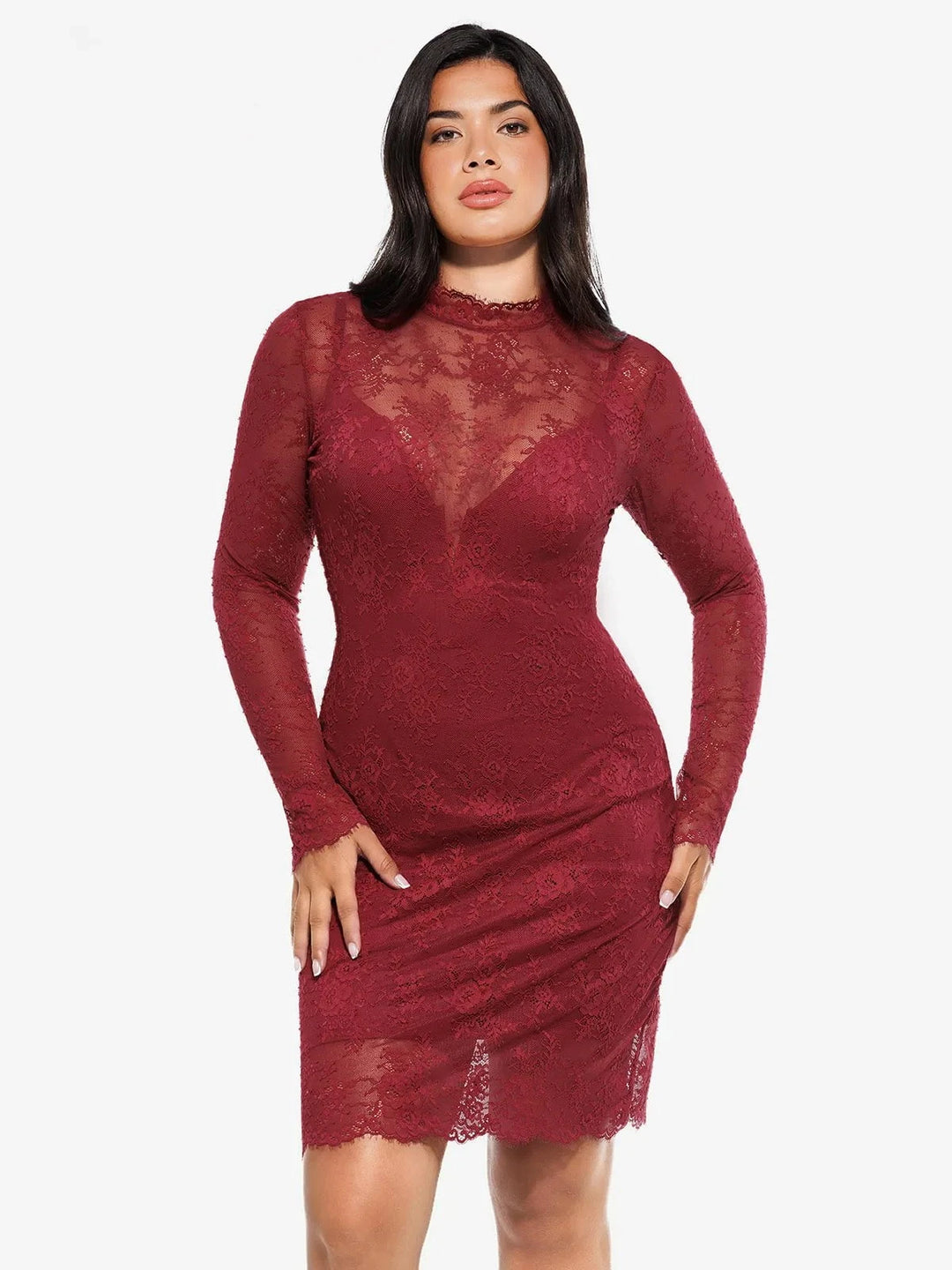 Popilush® Shapewear 2-in-1 Lace Overlay Sculpting Dress