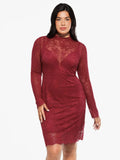 Popilush® Red / XS Shapewear 2-in-1 Lace Overlay Sculpting Dress