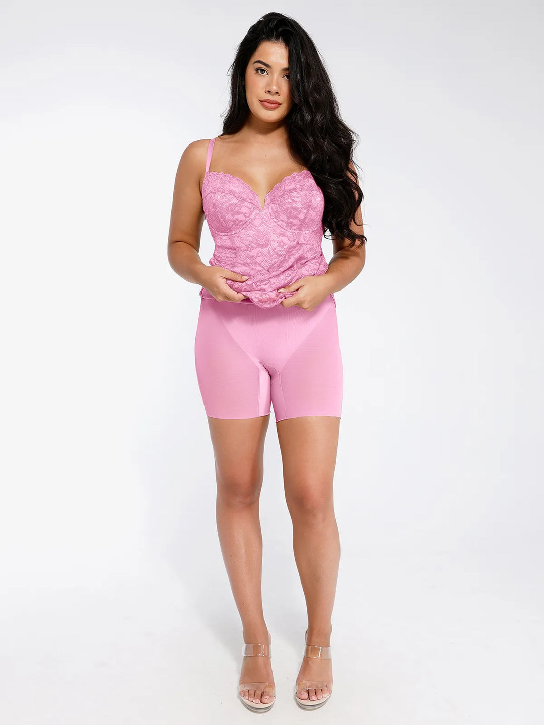 Popilush® Formal Bodycon Party Summer Cocktail Gown Shapewear All-Lace Hourglass Corset Side Slit Midi Dress