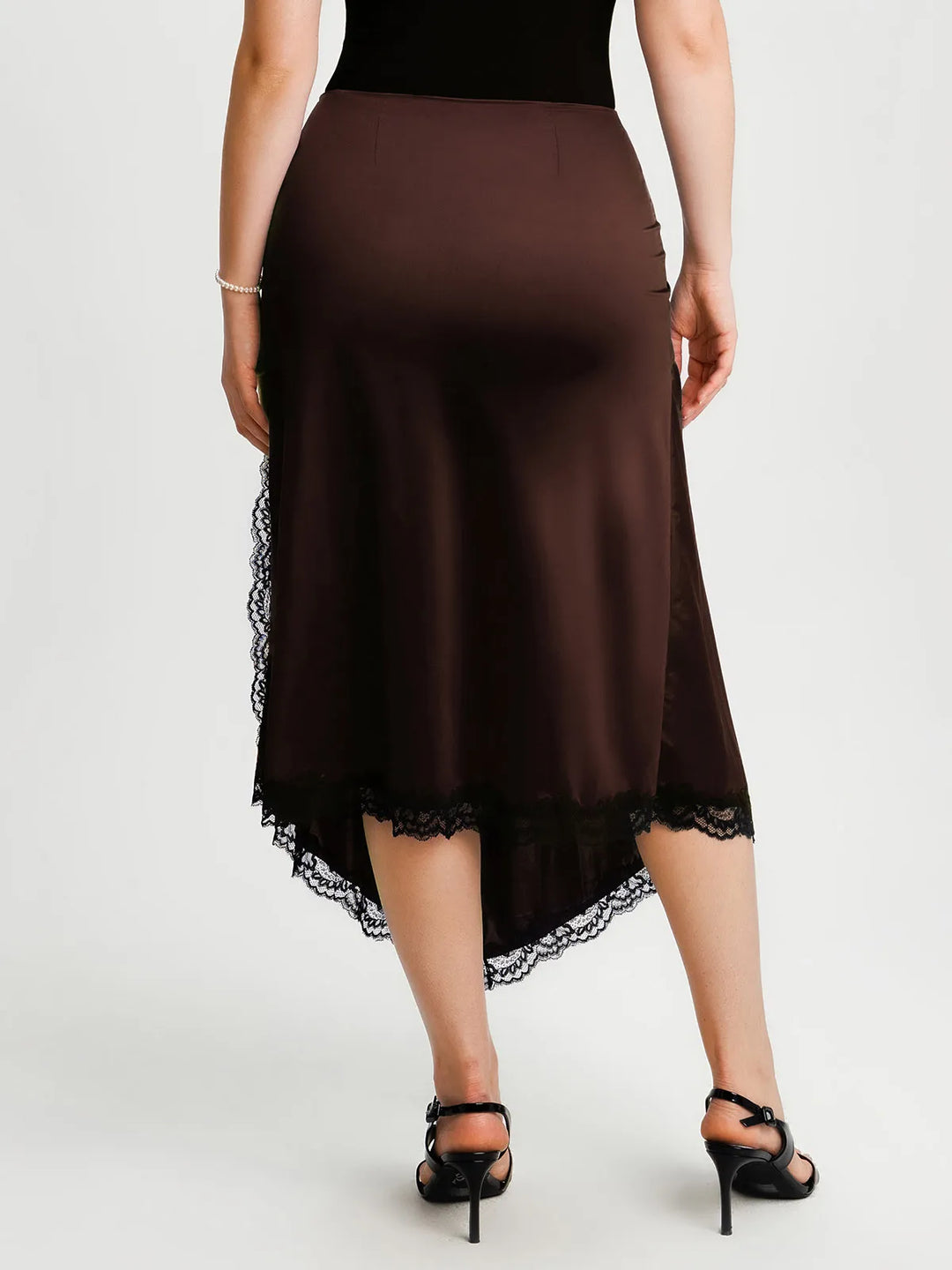Popilush® Shapewear Asymmetric Ruched Lace Midi Skirt