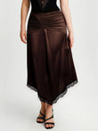 Popilush® Shapewear Asymmetric Ruched Lace Midi Skirt