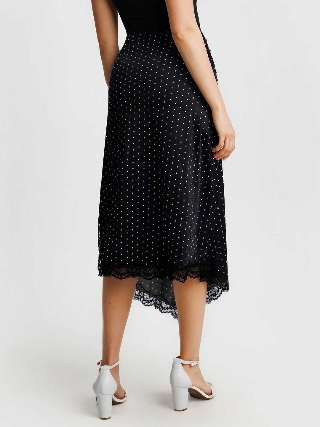 Popilush® Shapewear Asymmetric Ruched Lace Midi Skirt