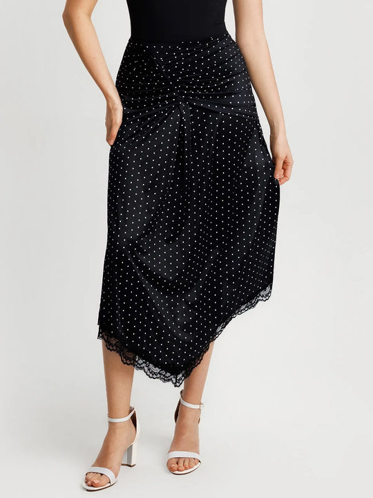 Popilush® Shapewear Asymmetric Ruched Lace Midi Skirt