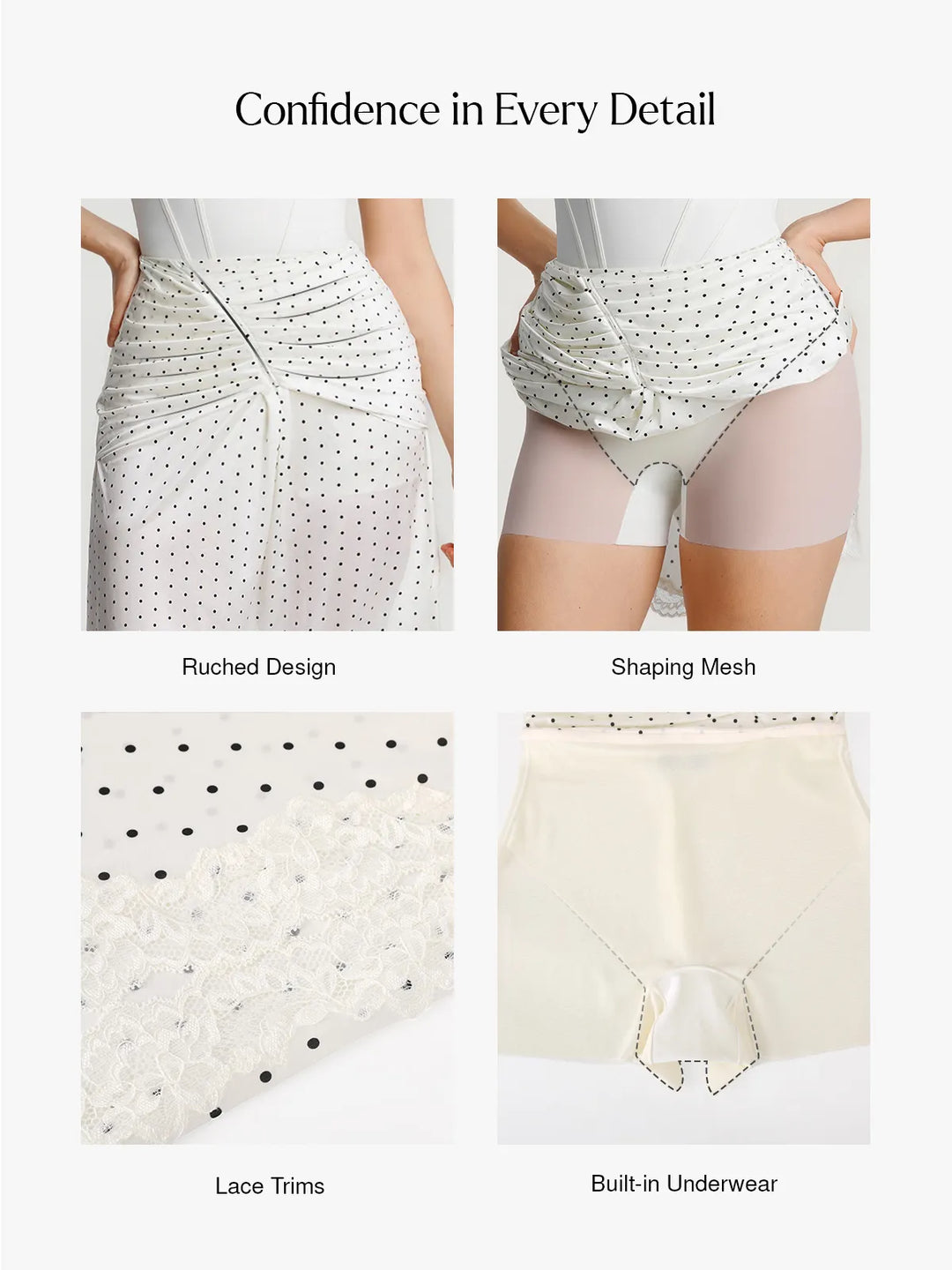 Popilush® Shapewear Asymmetric Ruched Lace Midi Skirt